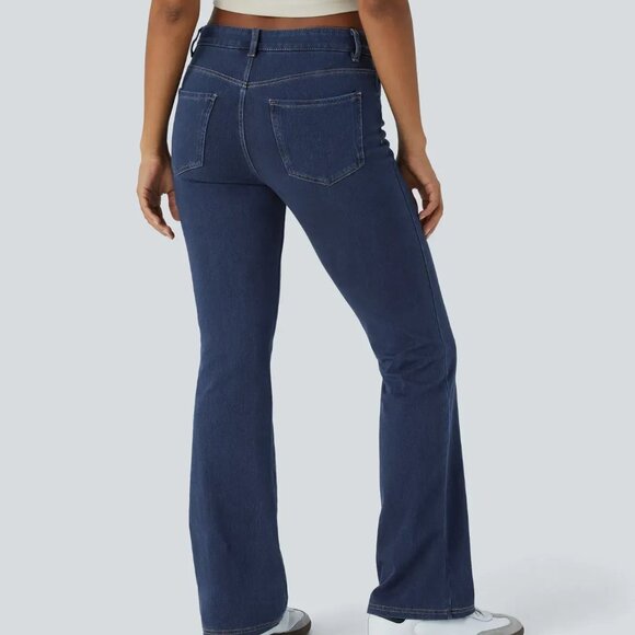 Halara Flex Mid Rise Pockets Casual Bootcut Jeans Wax Blue Denim XL - Picture 2 of 2